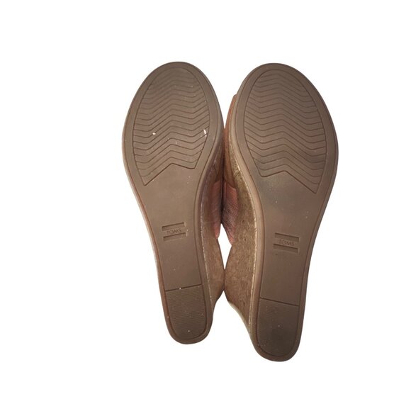 Toms Womens Pink & Brown Open Toe Cork Wedge Sandals Size 11 Pre-Owned - Picture 6 of 8